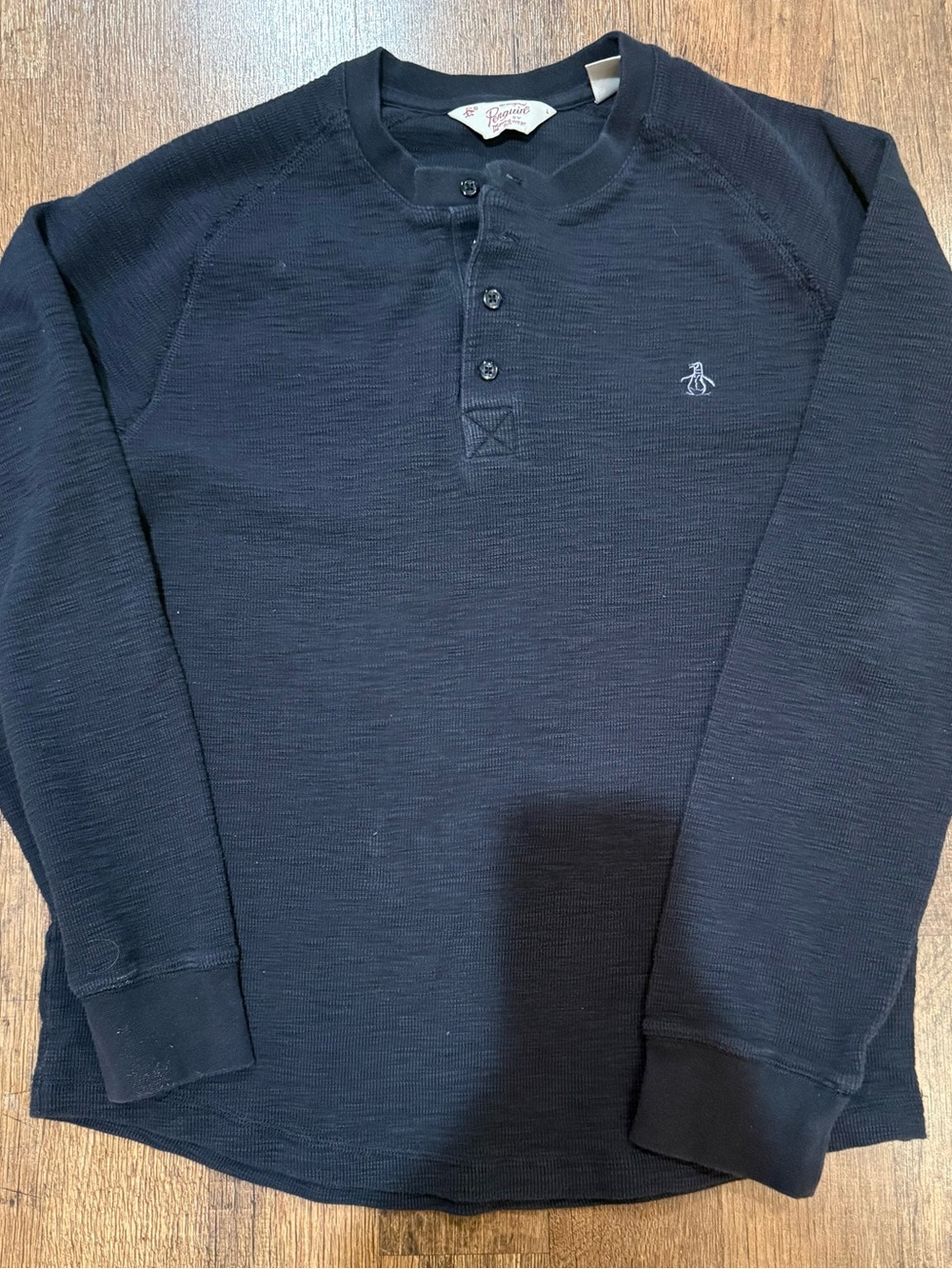Original Penguin Men's Dark Navy Henley Long Sleeve Shirt